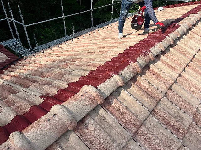 鳴沢村　洋瓦塗装工事